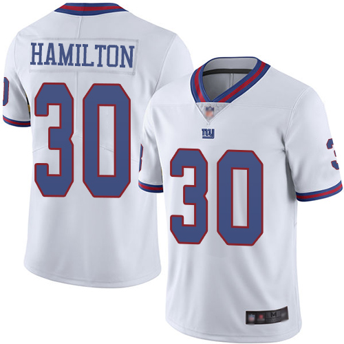 Men New York Giants #30 Antonio Hamilton Limited White Rush Vapor Untouchable Football NFL Jersey